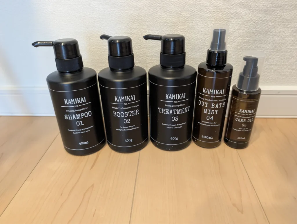 KAMIKAI髪改の5点ヘアケアセット（シャンプー、ブースター、トリートメント、アウトバスミスト、ケアオイル）